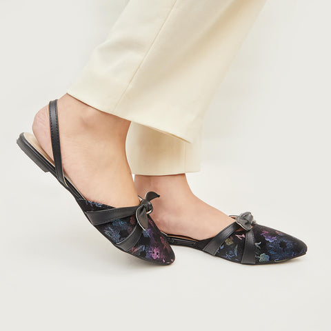 Dahlia Bow knot sling back - Black